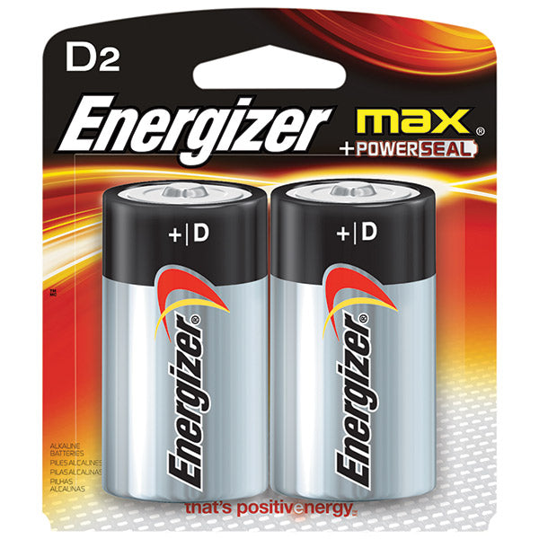 Energizer® Max® Alkaline D Batteries, 2/Pkg