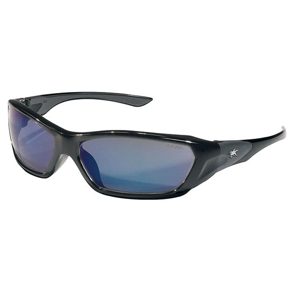 MCR Safety® ForceFlex® Eyewear, Black Frame, Blue Diamond Mirror Lens, 1/Each