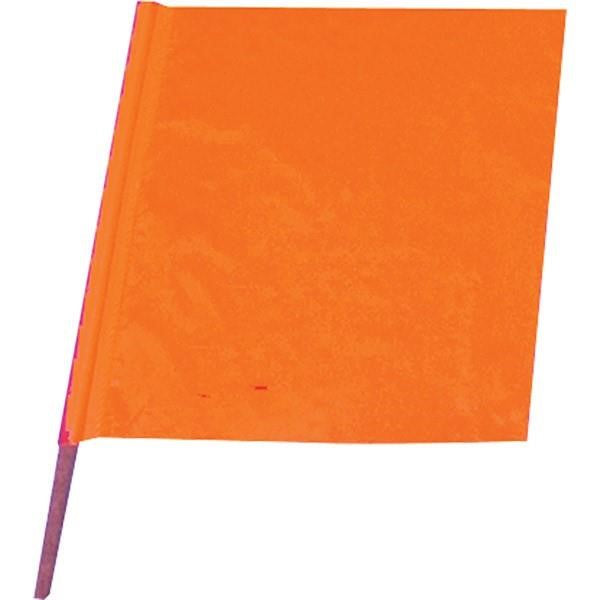 Cortina All-Weather Traffic Flag, 18" x 18" w/ 24" Dowel, Fluorescent Orange, 1/Each