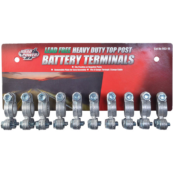 Southwire® Heavy Duty Top Post Battery Terminals, Magnesium/Aluminum Alloy, 10/Pkg
