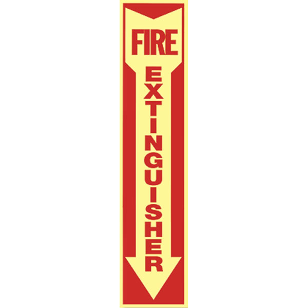 Fire Extinguisher Arrow Glow-in-the-Dark Vinyl Sign