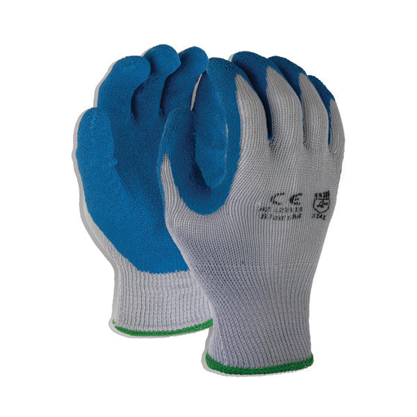 TruForce™ Latex Coated Gloves, Medium, Gray/Blue, 12/Pair