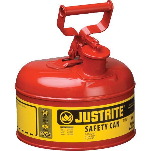 Justrite® Type I Safety Can, 1 gal, Red, 1/Each