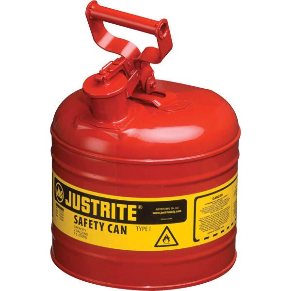 Justrite® Type I Safety Can, 2 gal, Red, 1/Each