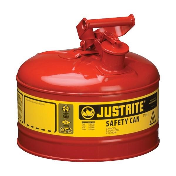 Justrite® Type I Safety Can, 2.5 gal, Red, 1/Each