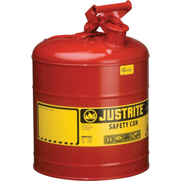 Justrite® Type I Safety Can, 5 gal, Red, 1/Each