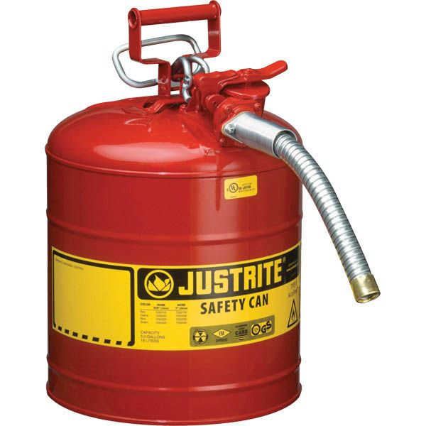 Justrite® Type II Safety Can, 5 gal, 1" Hose, Red, 1/Each