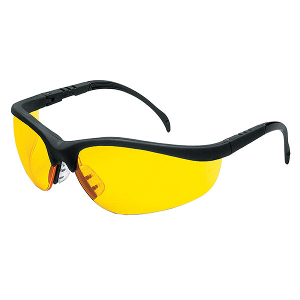 MCR Safety® Klondike® Eyewear, Black Frame, Amber Lens, 1/Each