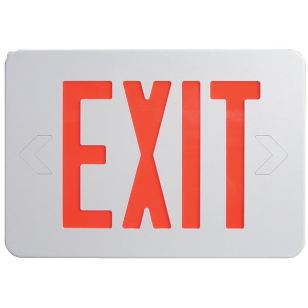 Red LED Exit Sign, AC, White, 1/Each