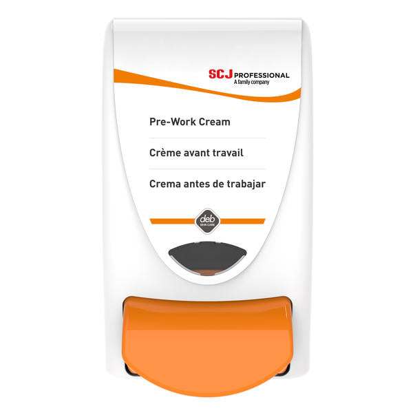 SC Johnson Professional® Pre-Work/Protect Cream Dispenser, 1 L, White/Orange, 1/Each