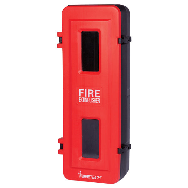 FireTech™ Medium Molded HDPE Extinguisher Cabinet, 27 1/2"H x 11 13/16"W x 9 29/32"D, Black/Red, 1/Each