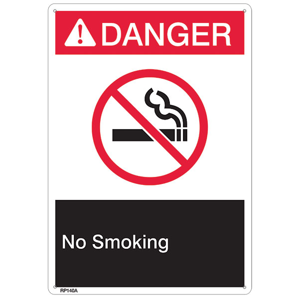 ANSI Z535 Rigid Plastic "Danger No Smoking" Sign, 1/Each