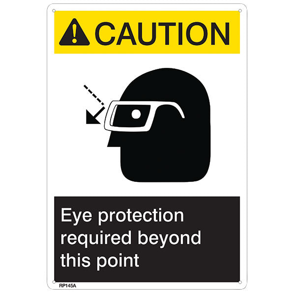 ANSI Z535 Rigid Plastic "Caution Eye Protection..." Sign, 1/Each
