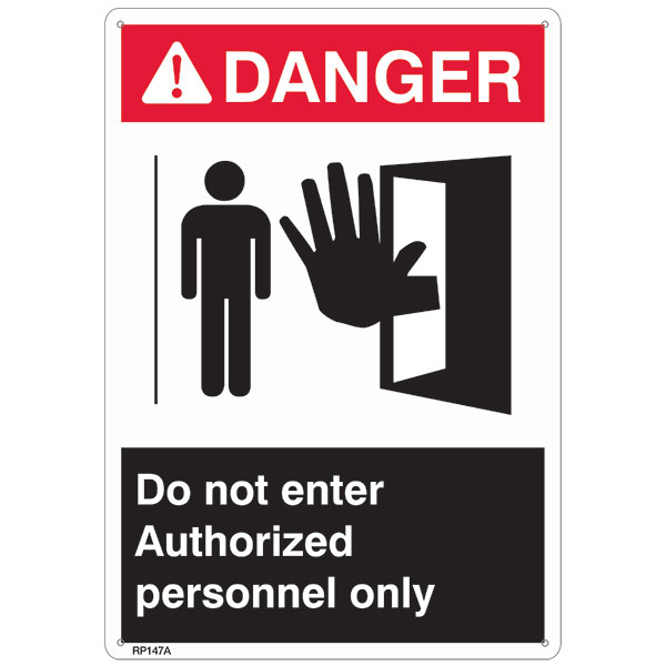 ANSI Z535 Rigid Plastic "Danger Authorized Personnel Only" Sign, 1/Each
