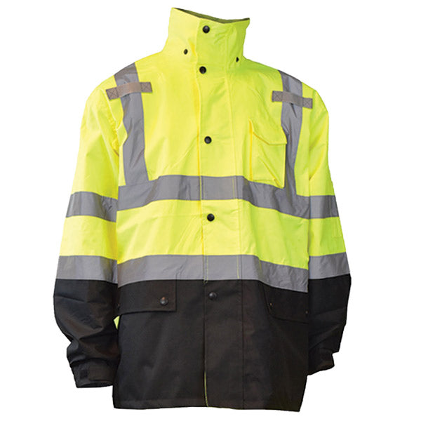 Radians® RW30 General Purpose Rain Jacket, Large, Hi-Vis Green, 1/Each