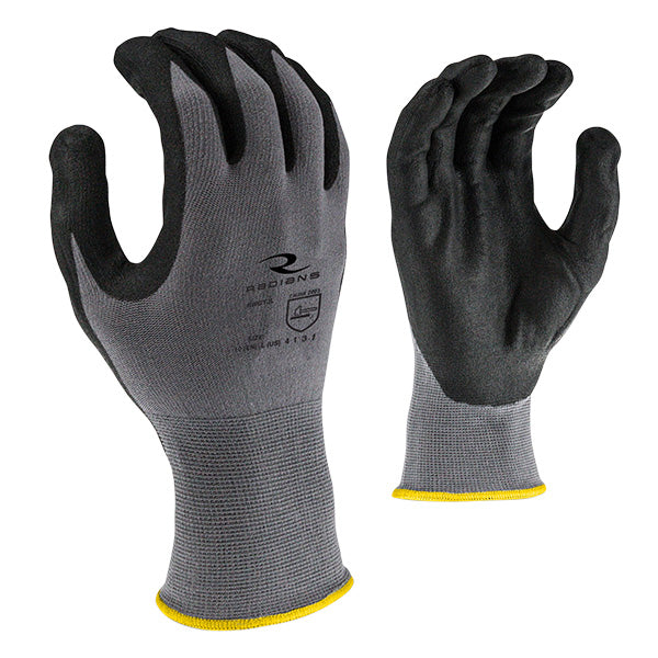 Radians® Foam Nitrile Gripper Gloves, X-Large, Gray/Black, 1/Pair