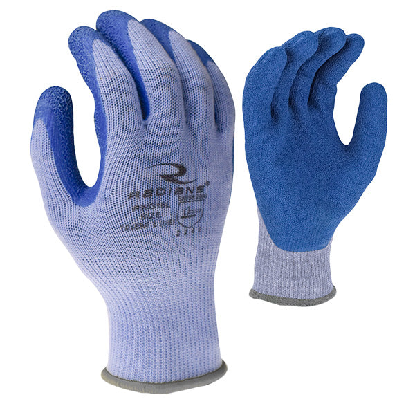 Radians® Crinkle Latex Palm Coated Gloves, Medium, Blue, 1/Pair
