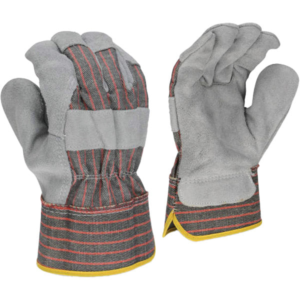 Radians® Economy Shoulder Split Cowhide Leather Gloves, X-Large, Gray/Red Striped, 12/Pair