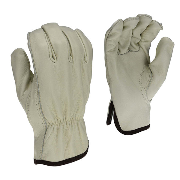 Radians® Standard Grain Cowhide Leather Driver Gloves, Medium, Gray, 1/Pair