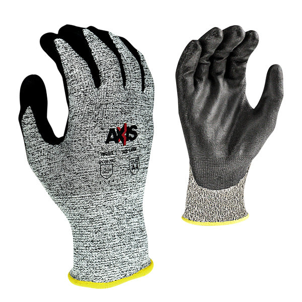 Radians® AXIS™ Cut Protection Level A4 Work Gloves, Small, Gray/Black, 1/Pair