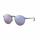 Ray-Ban RB3574N-153/7V Blaze Round Black Metal Violet Blue Mirror Lens Sunglasses
