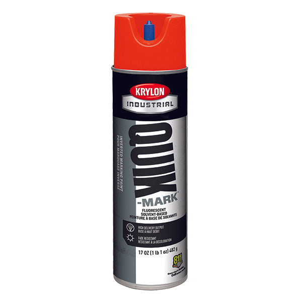Krylon® Quik-Mark™ Inverted Marking Paint, Water Based,  20 oz Aerosol, Fluorescent Safety Red, 12/Case