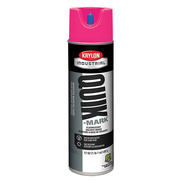 Krylon® Quik-Mark™ Inverted Marking Paint, Solvent Based, 20 oz Aerosol, Hot Pink, 12/Case