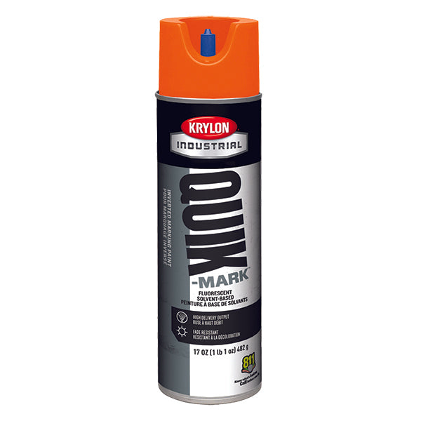 Krylon® Quik-Mark™ Inverted Marking Paint, Water Based, 20 oz Aerosol, Fluorescent Orange, 12/Case