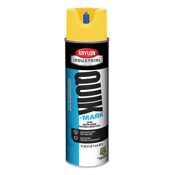 Krylon® Quik-Mark™ Inverted Marking Paint, Water Based, 20 oz Aerosol, APWA Yellow, 12/Case