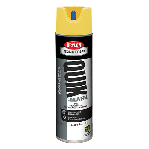 Krylon® Quik-Mark™ Inverted Marking Paint, Solvent Based, 17 oz Aerosol, Hi-Vis Yellow, 12/Case