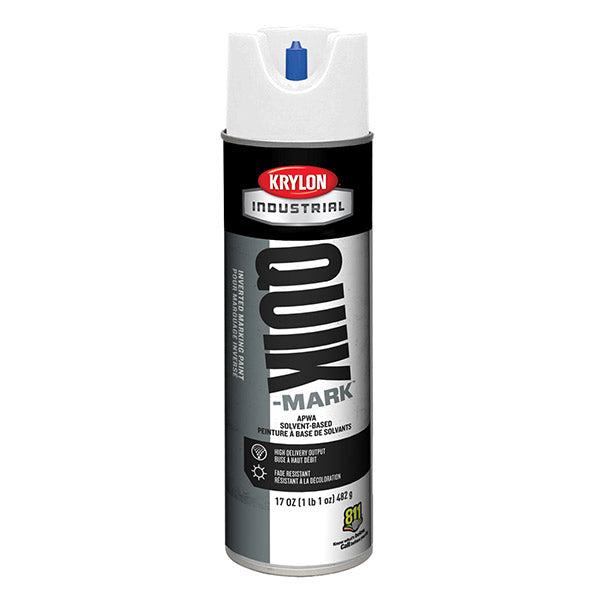 Krylon® Quik-Mark™ Inverted Marking Paint, Solvent Based, 20 oz Aerosol, APWA White, 12/Case