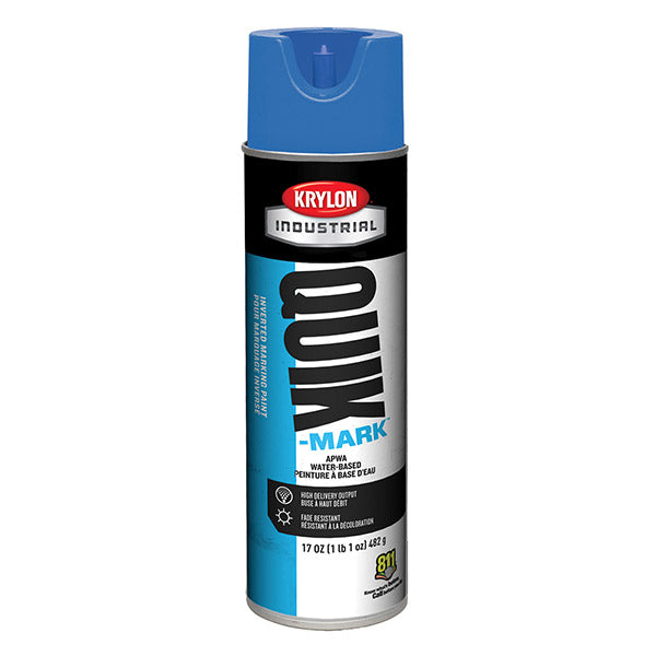 Krylon® Quik-Mark™ Inverted Marking Paint, Water Based, 20 oz Aerosol, APWA Blue, 12/Case