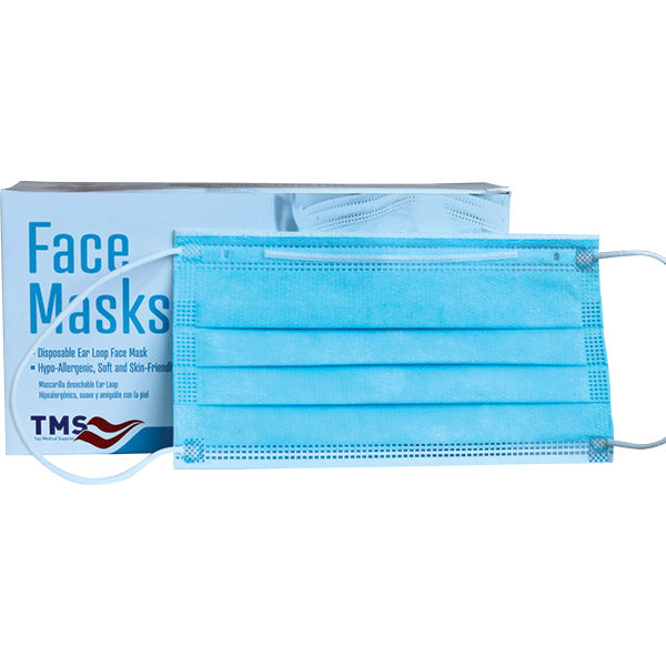 Apex Industrial Solutions Disposable Face Masks, Blue, 50/Pkg