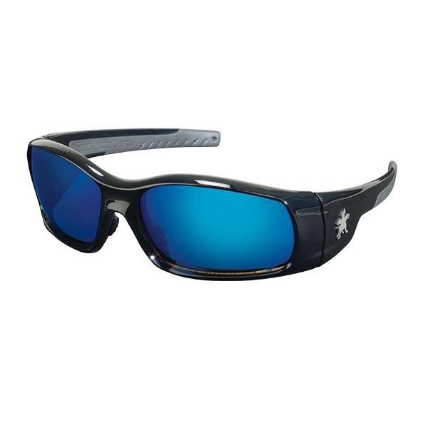 MCR Safety® Swagger® Eyewear, Black Frame, Blue Diamond Mirror Lens, 1/Each