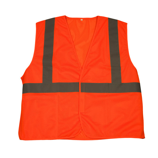 TruForce™ Class 2 Solid Mesh Safety Vest, Large, Orange, 1/Each