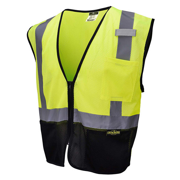 Radians® 2-Tone Economy Class 2 Mesh Safety Vest, Large, Hi-Vis Lime/Black, 1/Each
