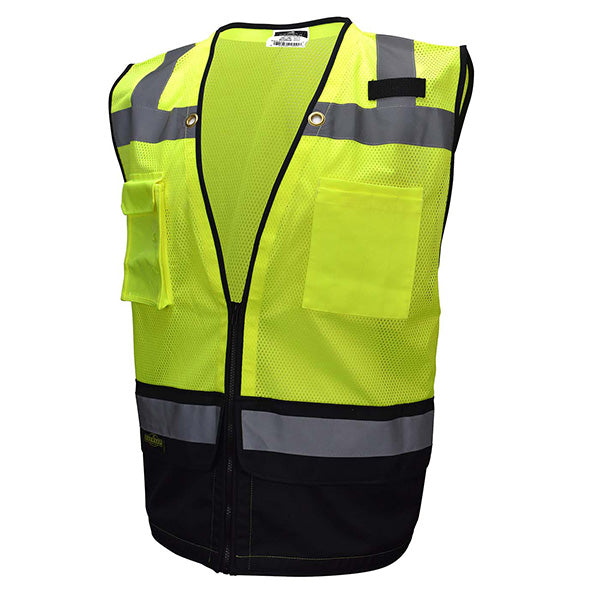 Radians® Type R Class 2 Heavy-Duty Surveyor Safety Vest, 4X-Large, Hi-Vis Lime/Black, 1/Each