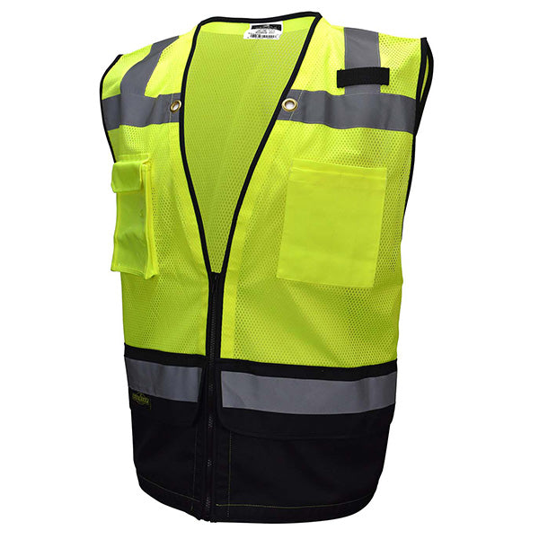 Radians® Type R Class 2 Heavy-Duty Surveyor Safety Vest, Large, Hi-Vis Lime/Black, 1/Each