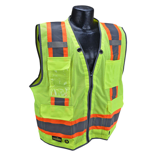 Radians® Type R Class 2 Heavy-Duty 2-Tone Surveyor Vest, Medium, Hi-Vis Lime/Orange, 1/Each