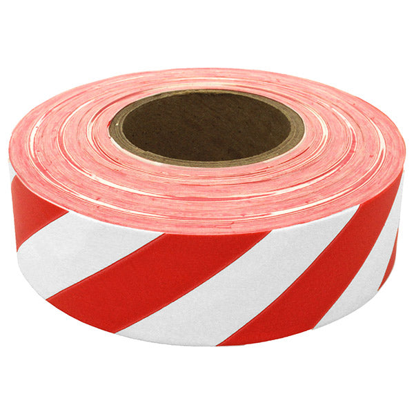 Presco Patterned Roll Flagging, Standard, 1 3/16" x 300', White/Red, 12/Case