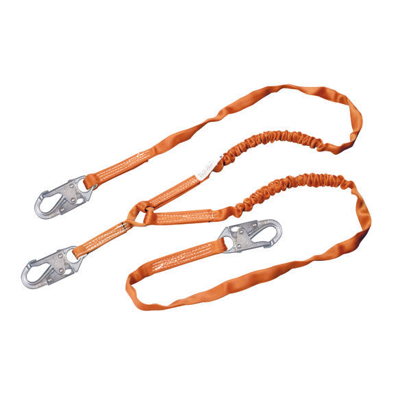 Honeywell Miller® Titan™ Shock-Absorbing Lanyard, Twin Leg w/ Locking Snap Hooks, 6', Orange, 1/Each