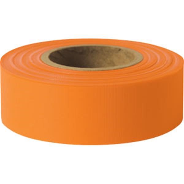 Presco Solid-Color Roll Flagging, PresGlo, Taffeta, 1 3/16" x 150', Orange Glo, 12/Case