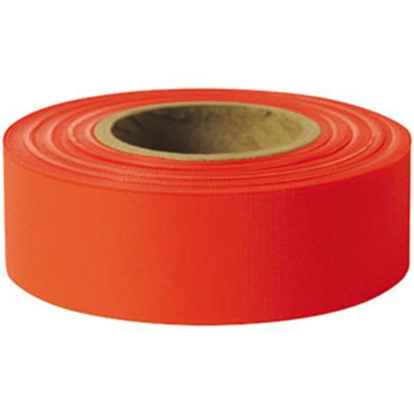 Presco Solid-Color Roll Flagging, Standard, Taffeta, 1 3/16" x 300', Red, 12/Case