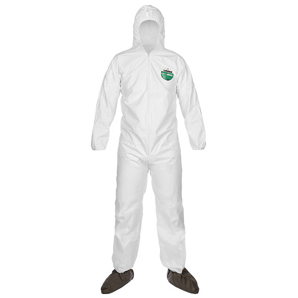 Lakeland MicroMax® Coveralls w/ Front Hood, Boots, & Elastic Wrists, 2X-Large, White, 25/Case