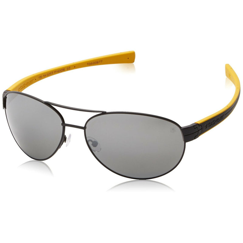 TAG Heuer LRS 0253 111 Black / Yellow 62mm Polarized Grey Lens Aviator Sunglasses
