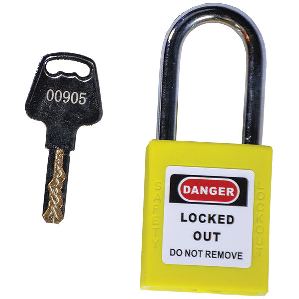 TruForce™ Safety Padlock w/ Steel Shackle, Yellow, 1/Each
