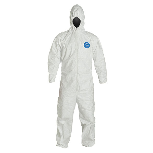 DuPont™ Tyvek® 400 Coveralls w/ Respirator Fit Hood & Elastic Wrists & Ankles, 2X-Large, White, 25/Case