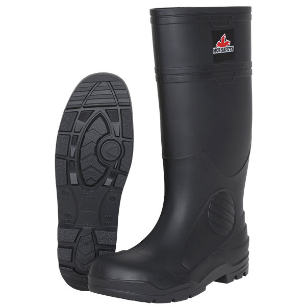 MCR Safety® 16" PVC Boots, Plain Toe, Size 11, Black, 1/Pair