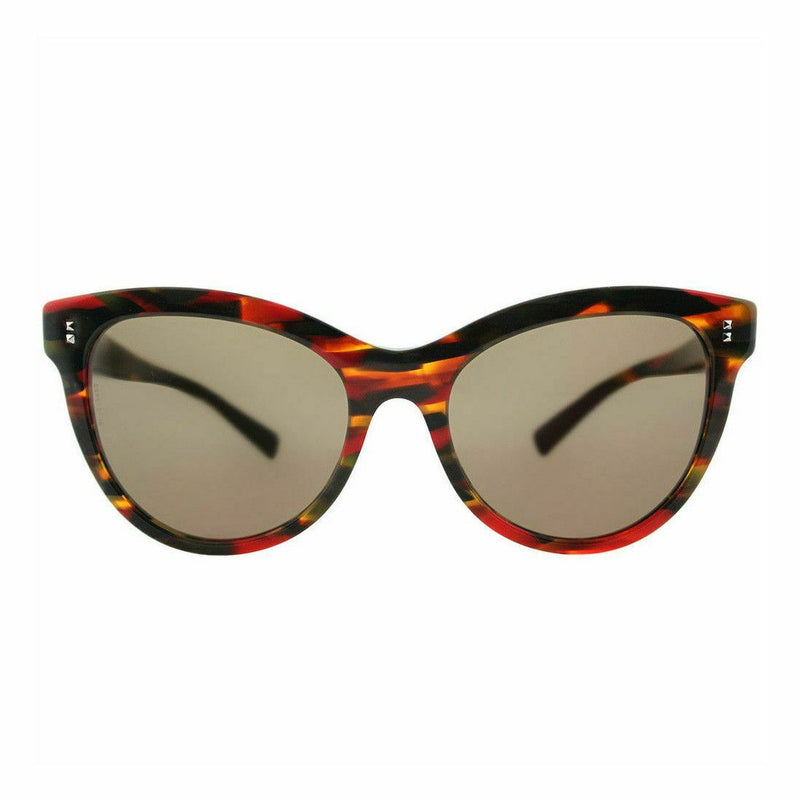 Valentino VA4013-5040/73 Striped Red Brown Cat Eye Brown Lens Women's Sunglasses
