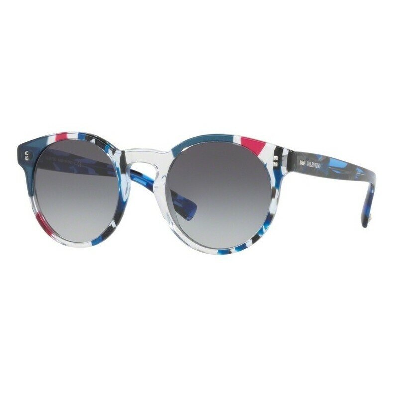 Valentino VA4009-50488G Round Lens Blue Tortoise Women's Sunglasses